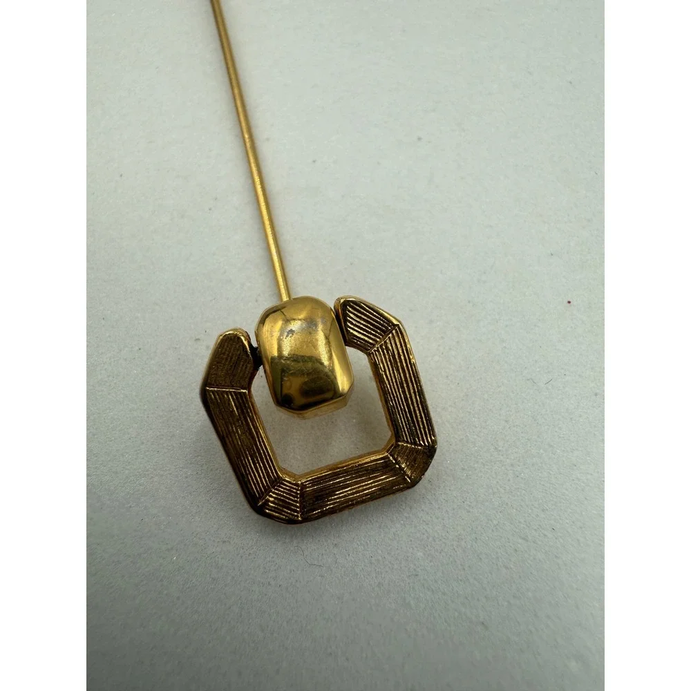 Vintage Gold Tone Geometric Stick Pin Lapel Scarf Hat Accessory 2.75 Inch‎